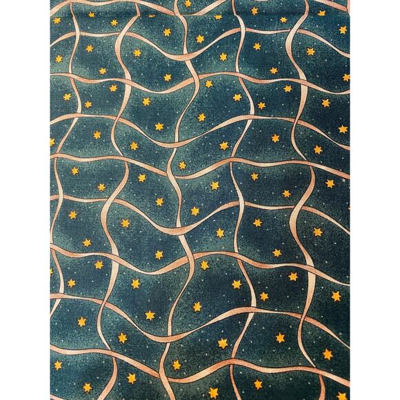 HTF VINTAGE DEBBIE MUMM Cotton Fabric Holiday Green Gold Ribbon & Stars BTHY NEW - Picture 1 of 2